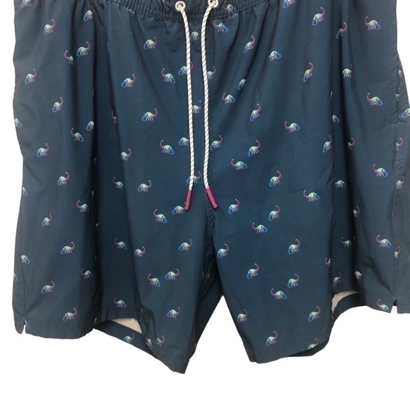 Bonobos Swim Trunks Shorts Lined Blue Dinosaur Print Bungee Drawstring Men’s XXL - Picture 9 of 9